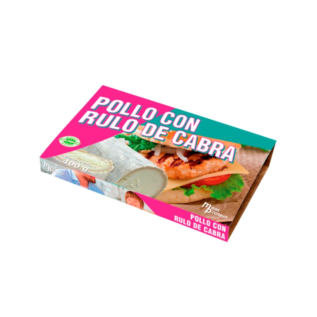 Hamburguesa de sabor pollo y rulo de cabra